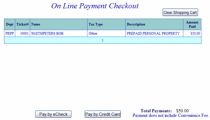 Payment type selection example