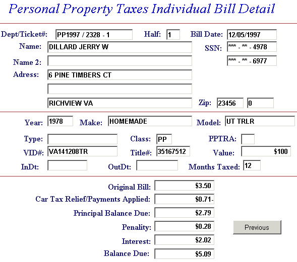 Ticket detail example