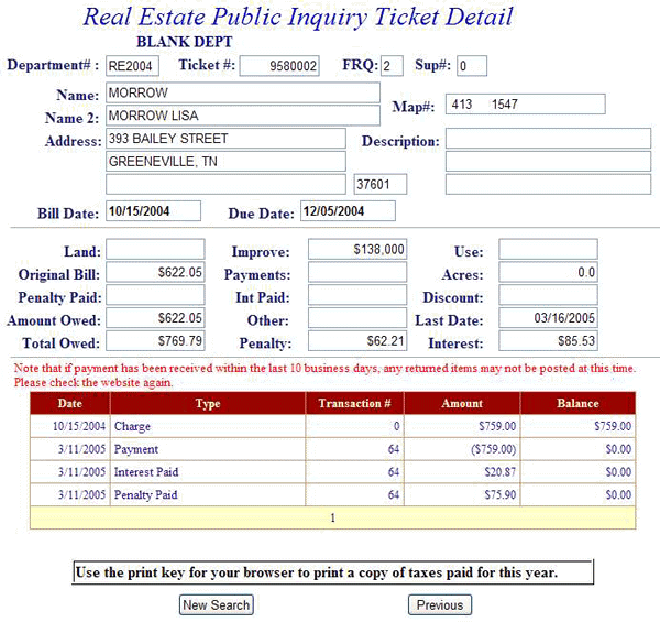 Ticket detail example